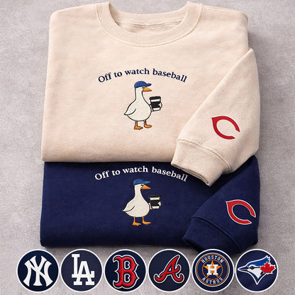 Off to watch Baseball Embroidered Logo Premium Quarter Zip Sweatshirt, Unisex Football Sweatshirt