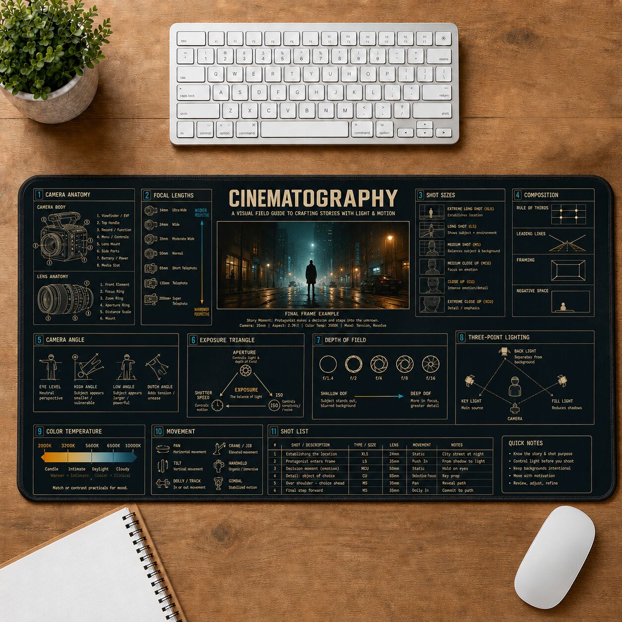 Cinematography Creative Reference Guide Desk Mat | 5To9Vibe