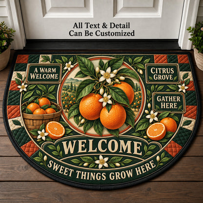Citrus Grove Personalized Half Round Mat | 5To9Vibe