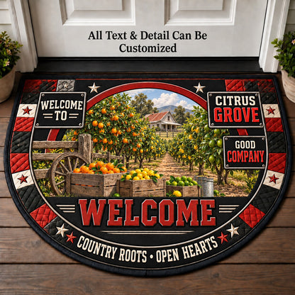 Citrus Grove Personalized Half Round Mat | 5To9Vibe