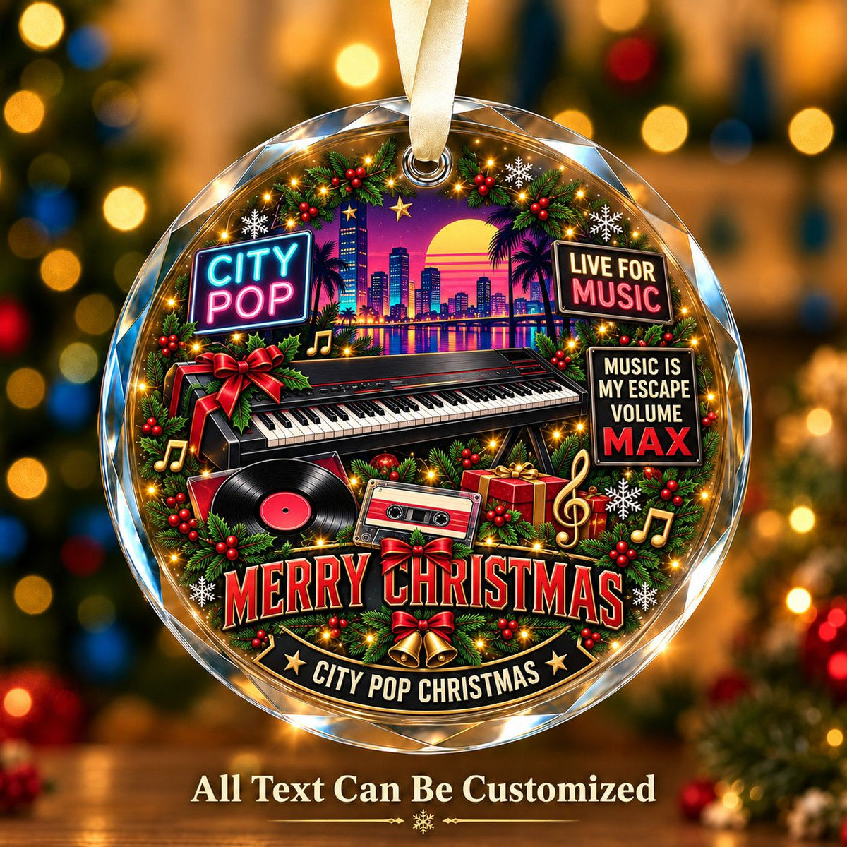 City Pop Personalized Glass Ornament | 5To9Vibe