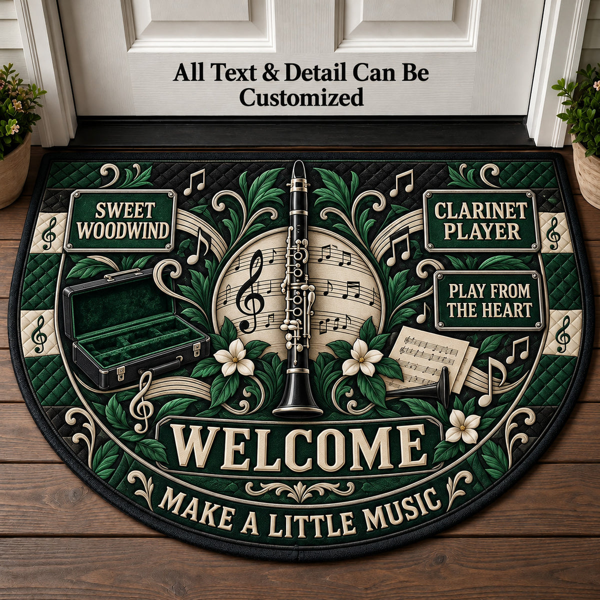 Clarinet Player Personalized Half Round Mat | 5To9Vibe