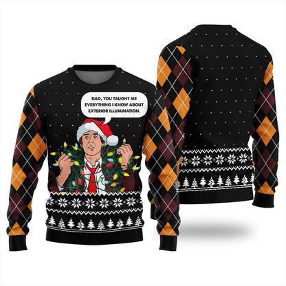 Clark Griswold Exterior Illumination Tangled Lights Christmas Sweater