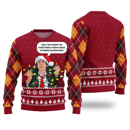 Clark Griswold Exterior Illumination Tangled Lights Christmas Sweater