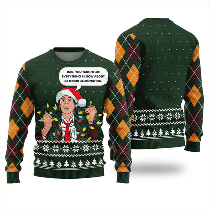 Clark Griswold Exterior Illumination Tangled Lights Christmas Sweater