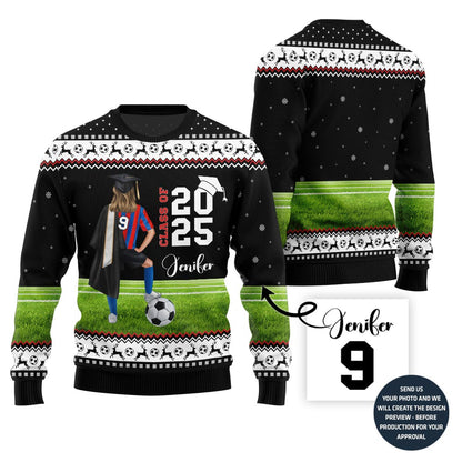 Class Of 2025 Custom Christmas Sweater For Soccer Player