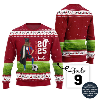 Class Of 2025 Custom Christmas Sweater For Soccer Player