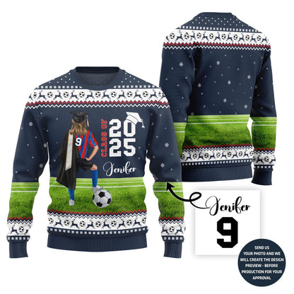 Class Of 2025 Custom Christmas Sweater For Soccer Player