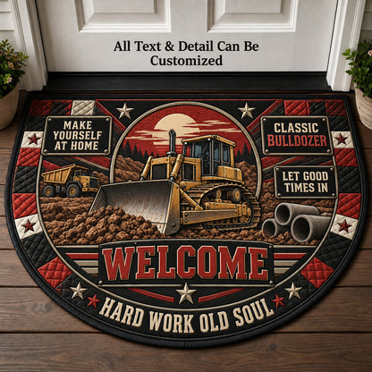 Classic Bulldozer Personalized Half Round Mat | 5To9Vibe