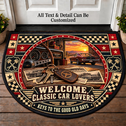 Car Keys Keepsakes - Classic Car Lovers Personalized Half Round Mat | 5To9Vibe