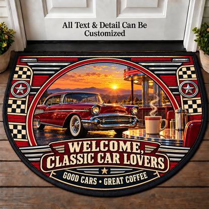 Chrome Coffee - Classic Car Lovers Personalized Half Round Mat | 5To9Vibe