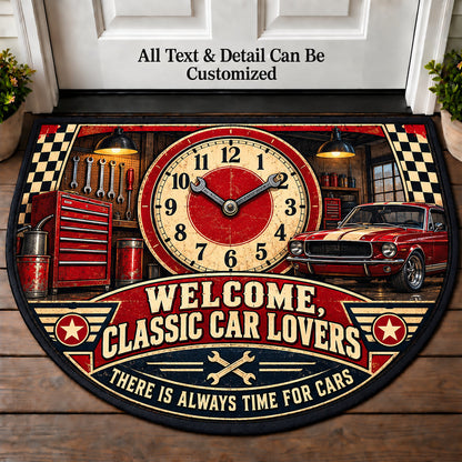 Garage Clock - Classic Car Lovers Personalized Half Round Mat | 5To9Vibe