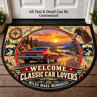 Route Map Memories - Classic Car Lovers Personalized Half Round Mat | 5To9Vibe