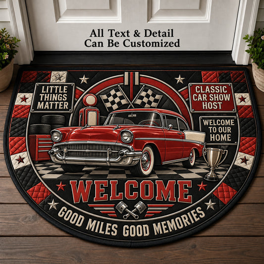 Classic Car Show Host Personalized Half Round Mat | 5To9Vibe