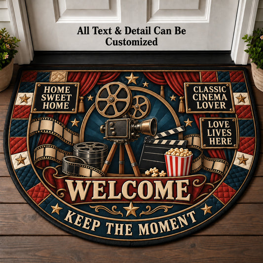 Classic Cinema Lover Personalized Half Round Mat | 5To9Vibe