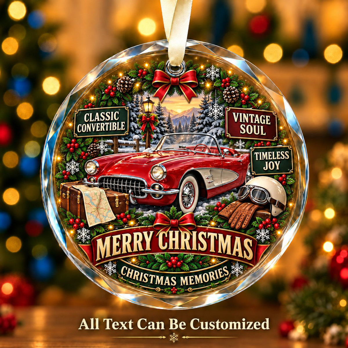 Classic Convertible Personalized Glass Ornament | 5To9Vibe