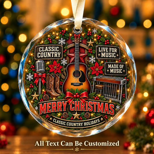 Classic Country Personalized Glass Ornament | 5To9Vibe