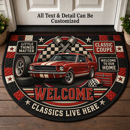 Classic Coupe Personalized Half Round Mat | 5To9Vibe