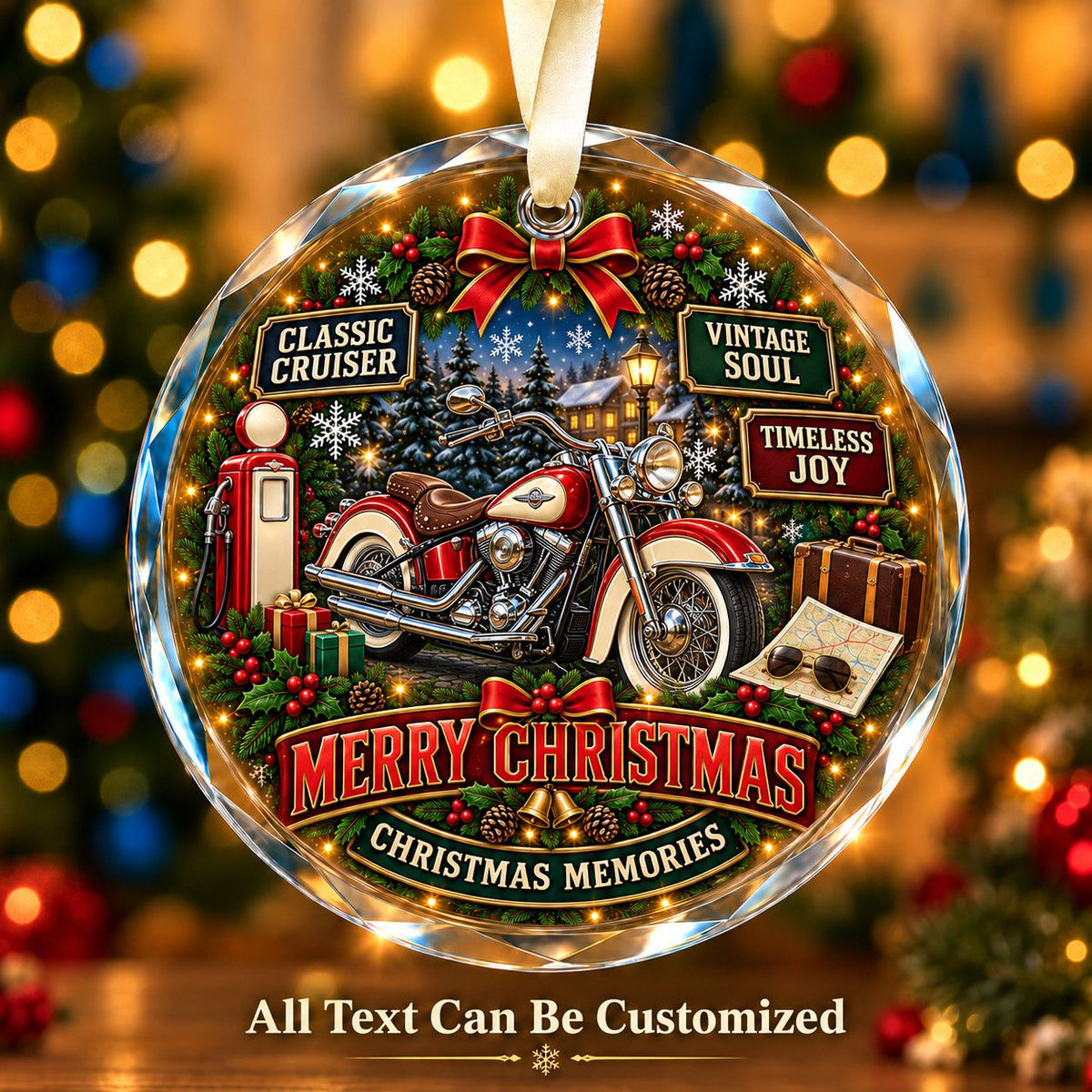 Classic Cruiser Personalized Glass Ornament | 5To9Vibe