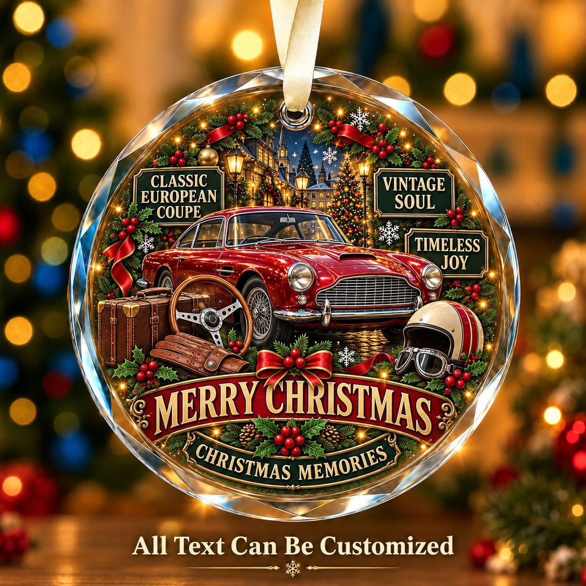 Classic European Coupe Personalized Glass Ornament | 5To9Vibe