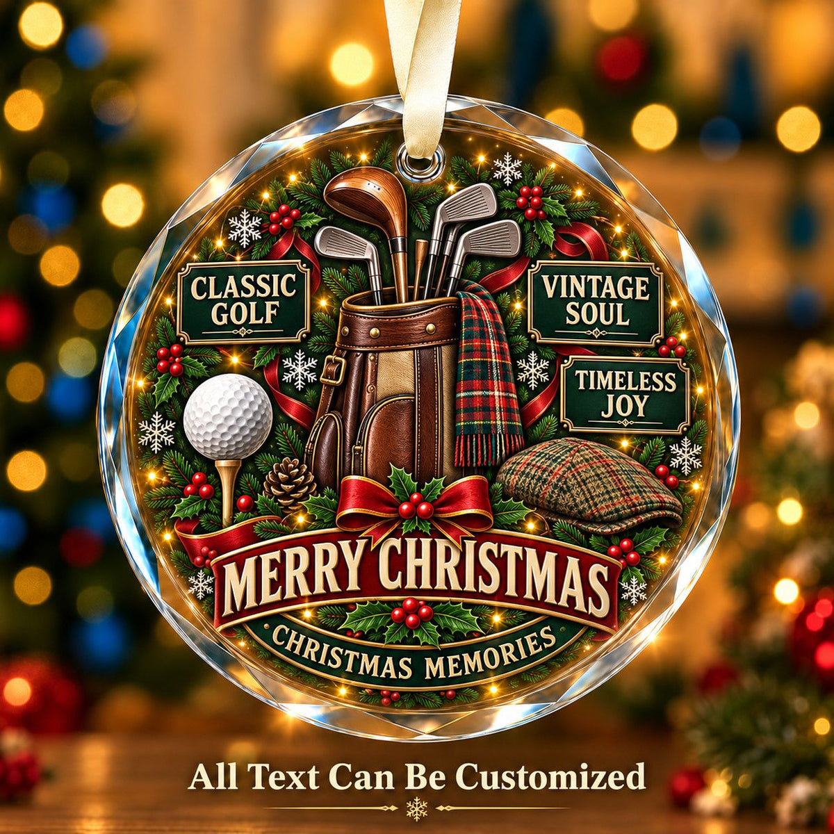 Classic Golf Personalized Glass Ornament | 5To9Vibe