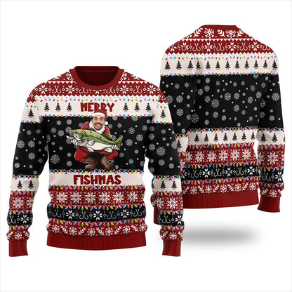 Classic Merry Fishmas Custom Face Ugly Christmas Sweater