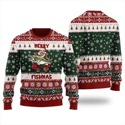 Classic Merry Fishmas Custom Face Ugly Christmas Sweater