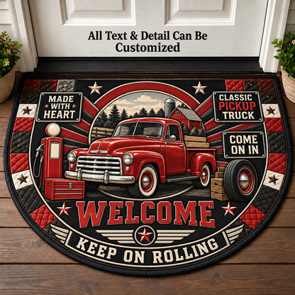Classic Pickup Truck Personalized Half Round Mat | 5To9Vibe
