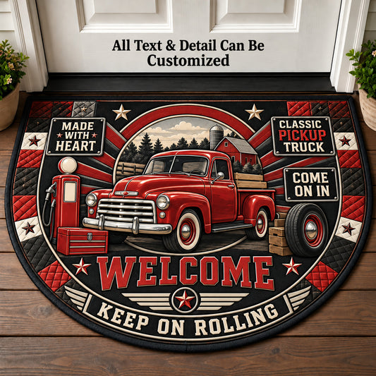 Classic Pickup Truck Personalized Half Round Mat | 5To9Vibe