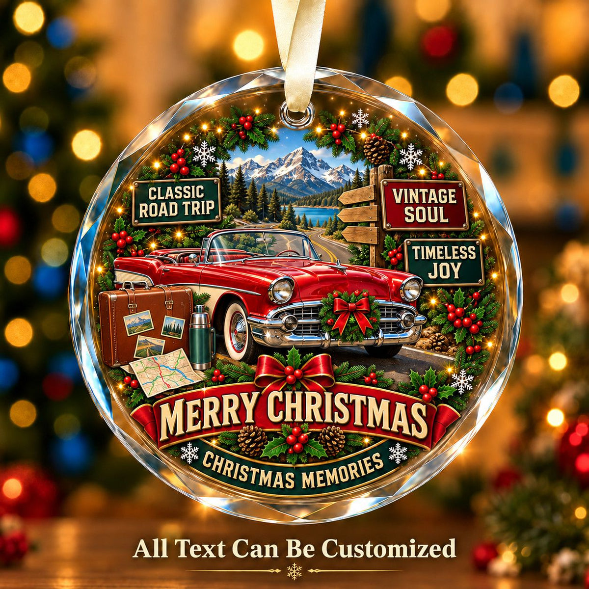Classic Road Trip Personalized Glass Ornament | 5To9Vibe