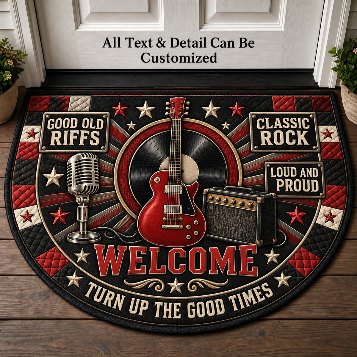 Classic Rock Personalized Half Round Mat | 5To9Vibe