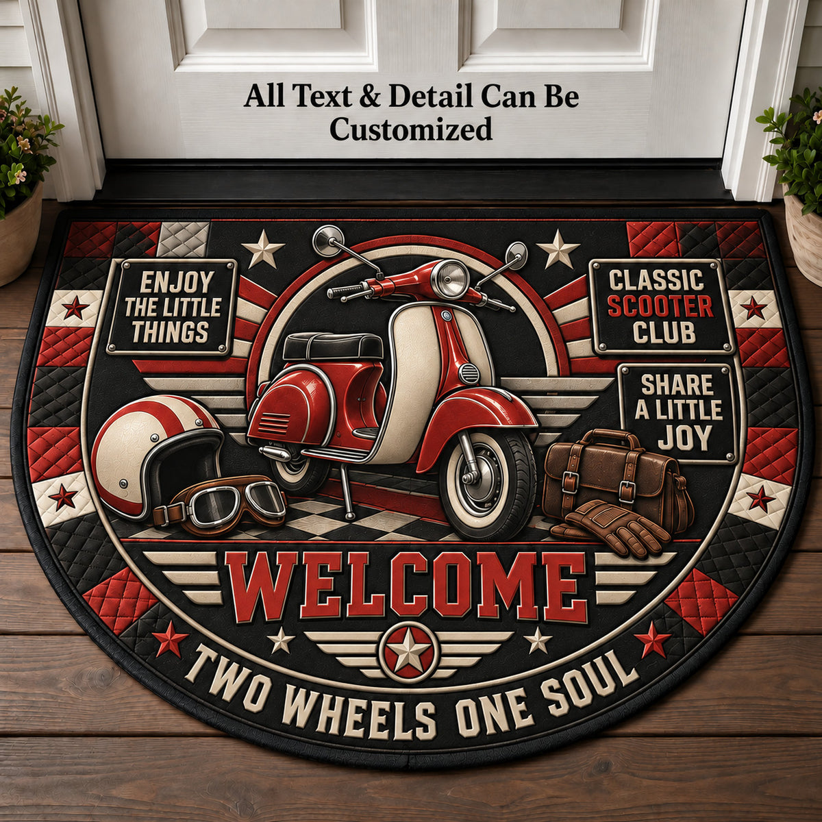 Classic Scooter Club Personalized Half Round Mat | 5To9Vibe