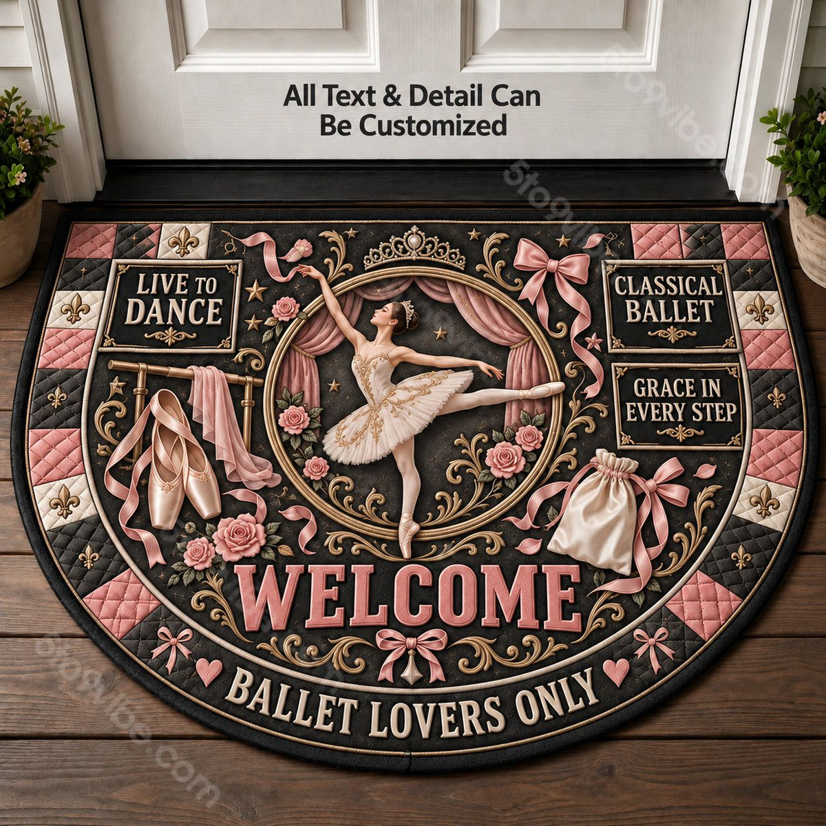 Classical Ballet Personalized Half Round Mat | 5To9Vibe