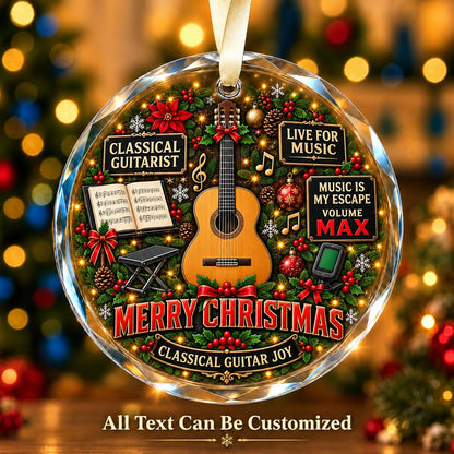 Classical Guitarist Personalized Glass Ornament | 5To9Vibe