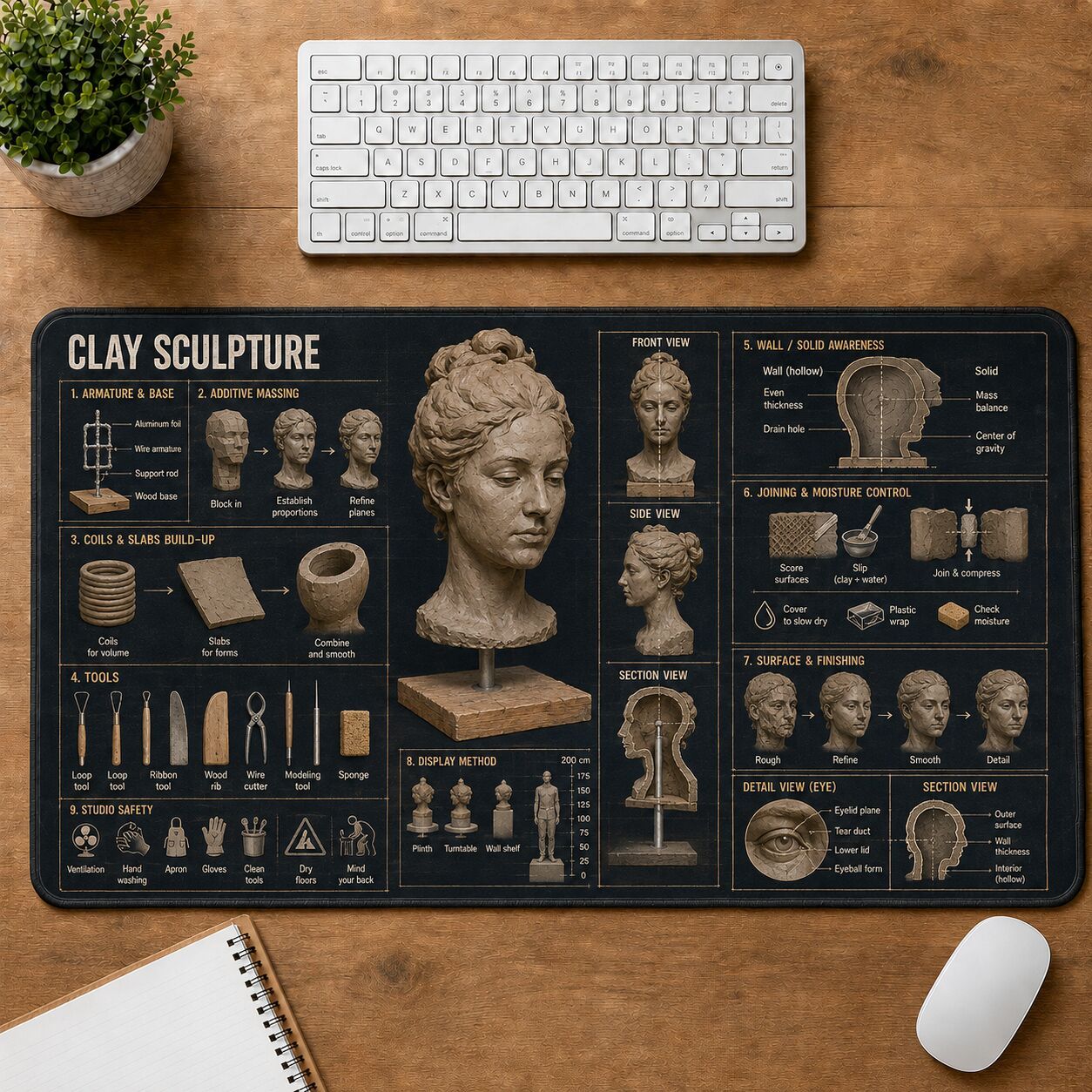 Clay Sculpture Creative Reference Guide Desk Mat | 5To9Vibe