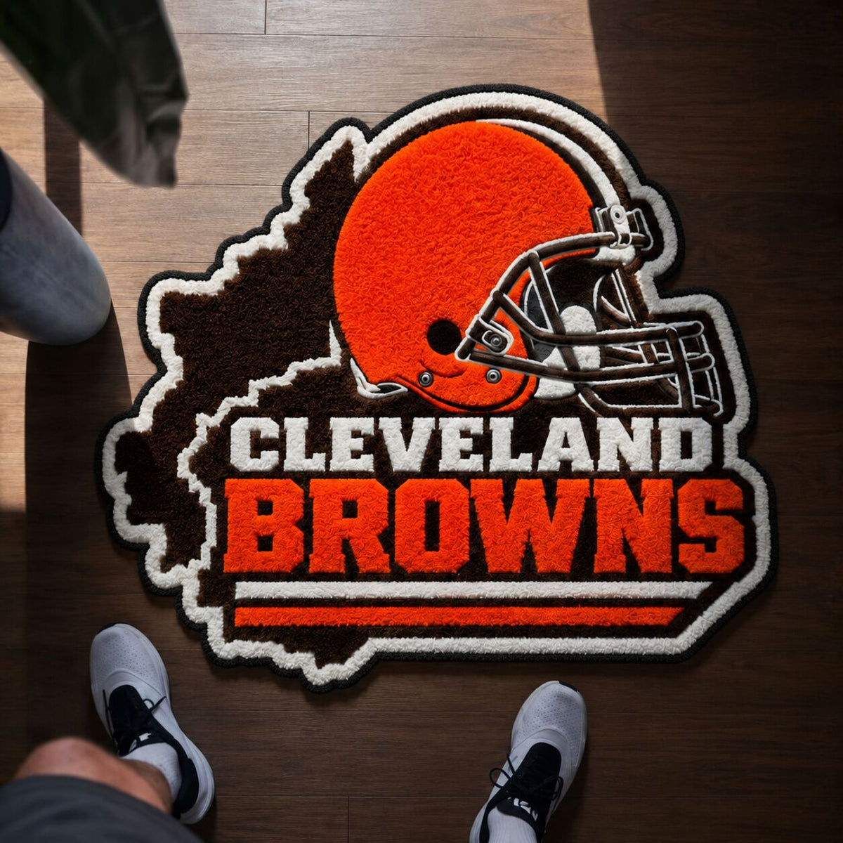 All Football Teams Logo Trophy City Map Football Fan Custom Shape Rug Print Premium Welcome Mat Washable Black Border Personalized Football Custom Shape Rug