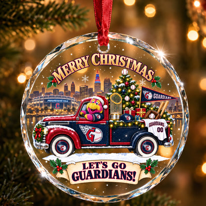 All Baseball Teams Christmas Truck Round Glass Ornament  With Red Gift Box | 5to9vibe