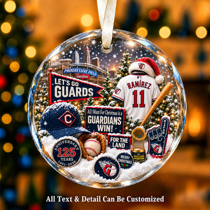 Cleveland Guardians Jersey Snow Globe Glass Ornament
