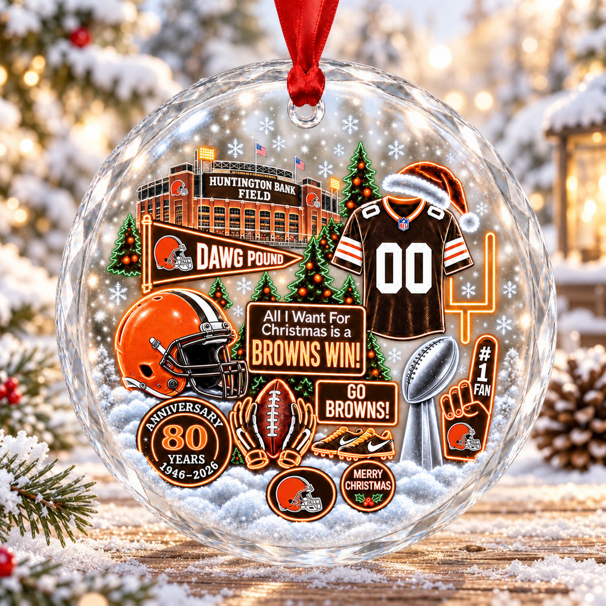 All Football Teams Christmas Stadium Snow Vibe Glass Ornament With Gift Box - 5to9vibe