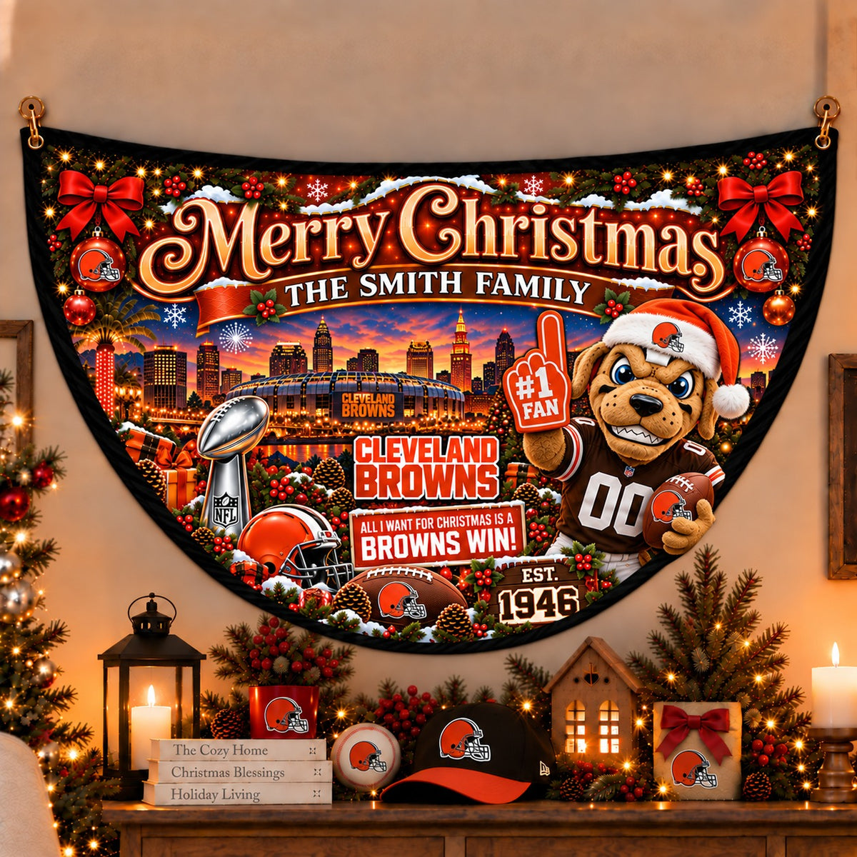 All Football Teams Personalized Christmas Night Bunting Flag - 5to9vibe