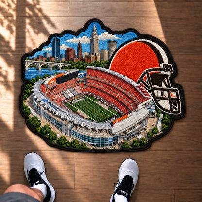 All Football Teams Logo Stadium Area Baseball Fan Custom Shape Rug Print Premium Welcome Mat Washable Black Border Personalized Football Custom Shape Rug