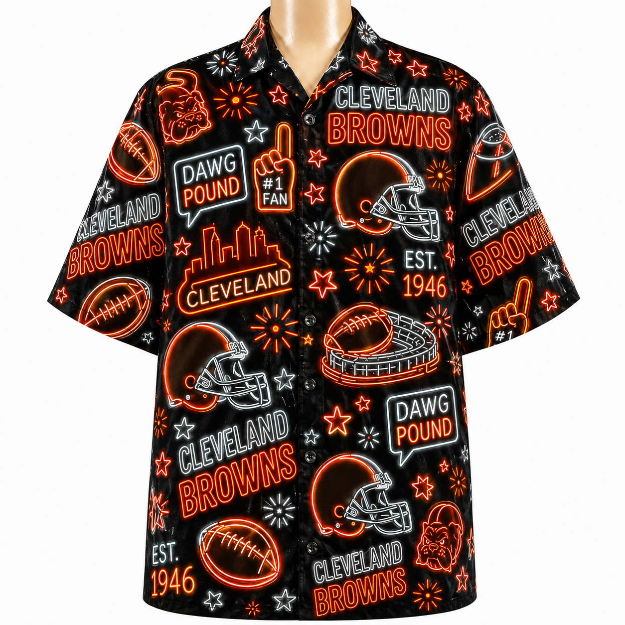 All Football Teams Neon Vibe Summer Button-Up Unisex Hawaiian Shirt For Men and Women