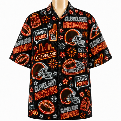 All Football Teams Neon Vibe Summer Button-Up Unisex Hawaiian Shirt For Men and Women