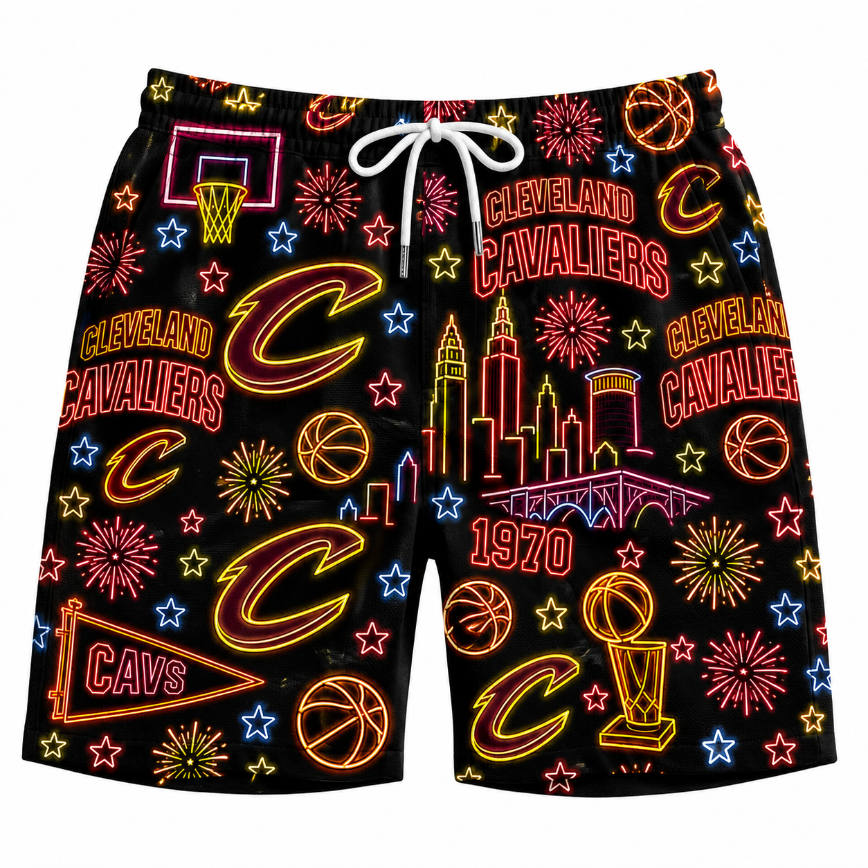 All Basketball Teams Neon Pattern Vibe Summer Party Button-Up Unisex Hawaiian Shirt For Men and Women