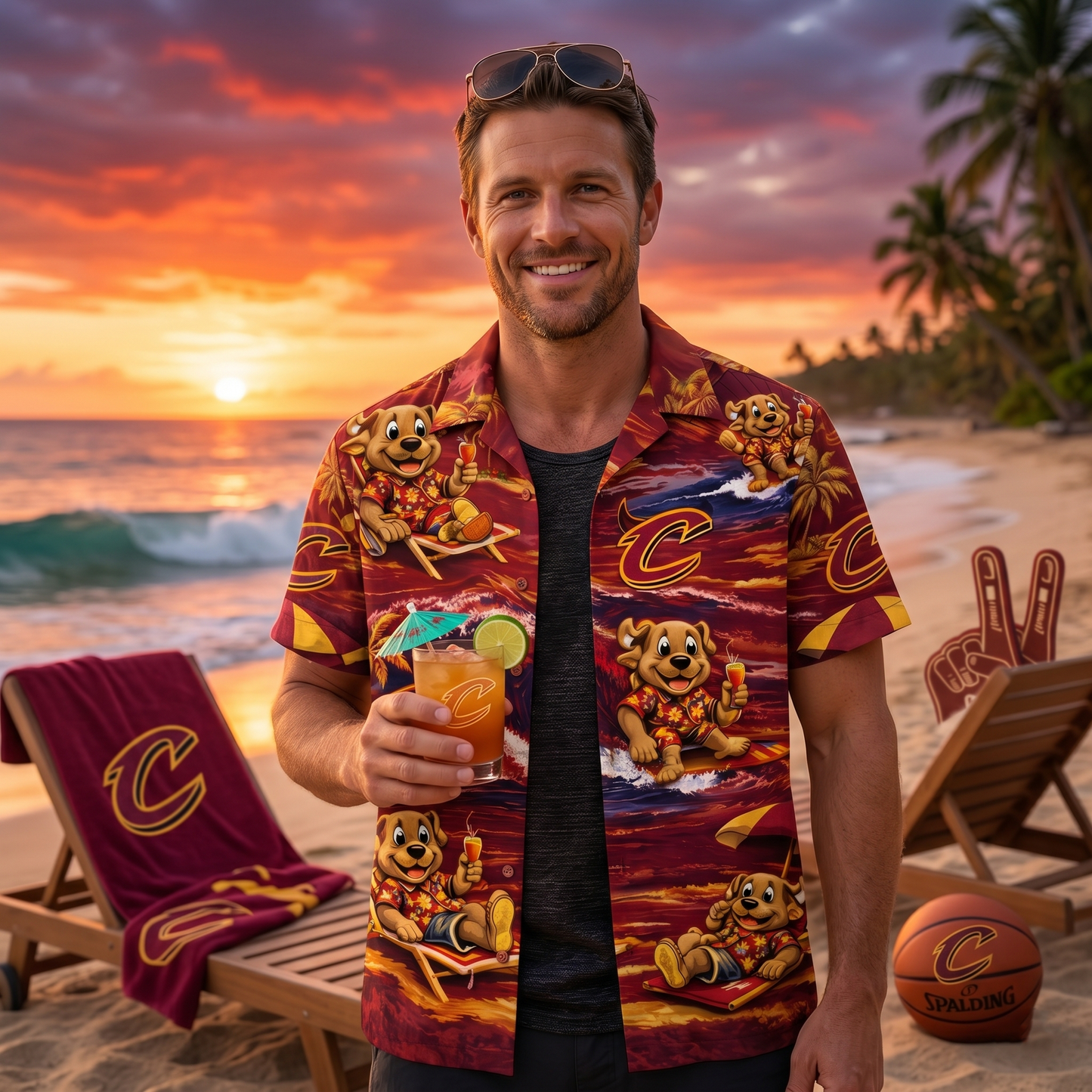 Camisa Hawaiana Unisex CC Baloncesto Mascota Playa Viber para Hombre y Mujer