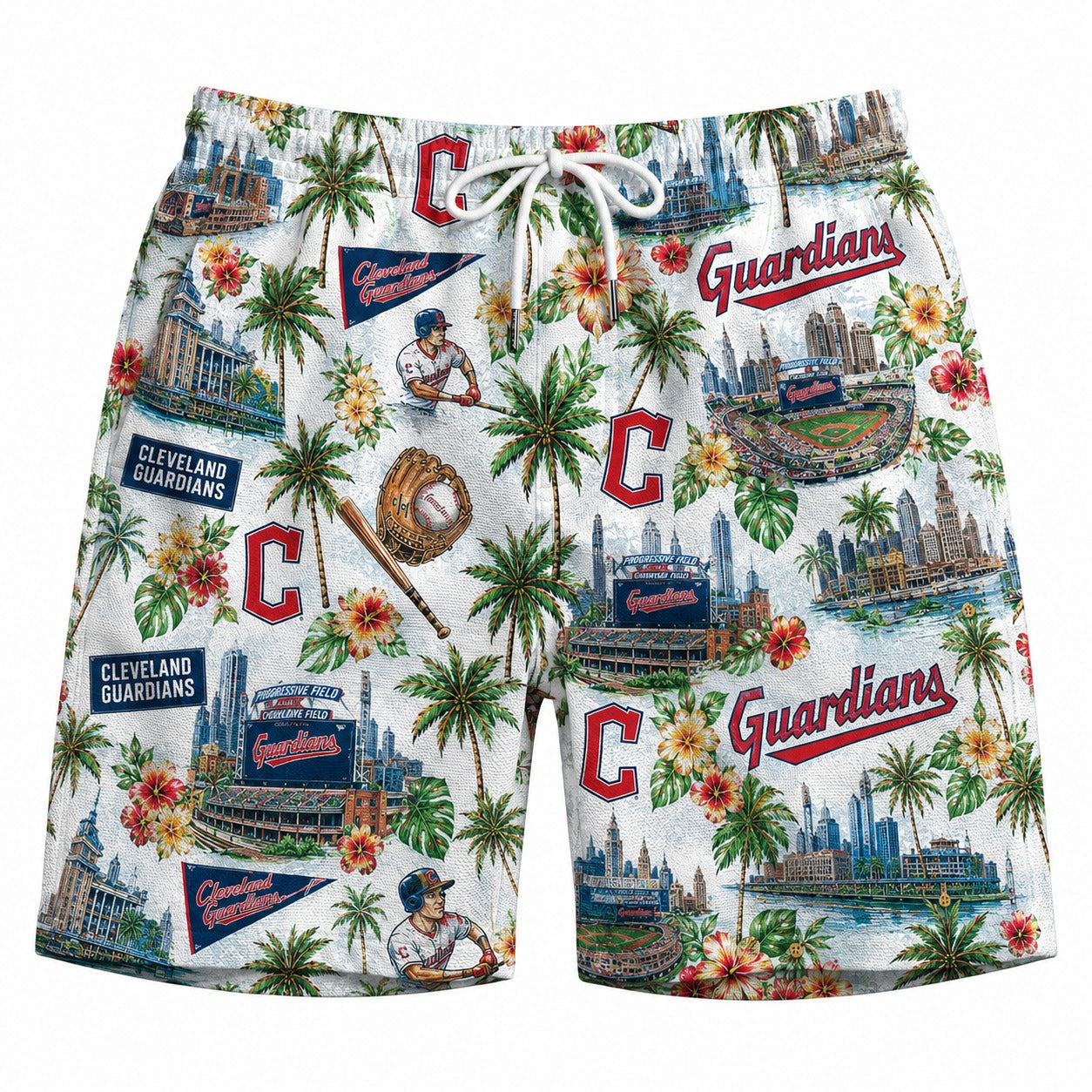 CC Baseball Teams Scenic Pattern Button-Up Unisex Hawaiian Shirt For Men and Women