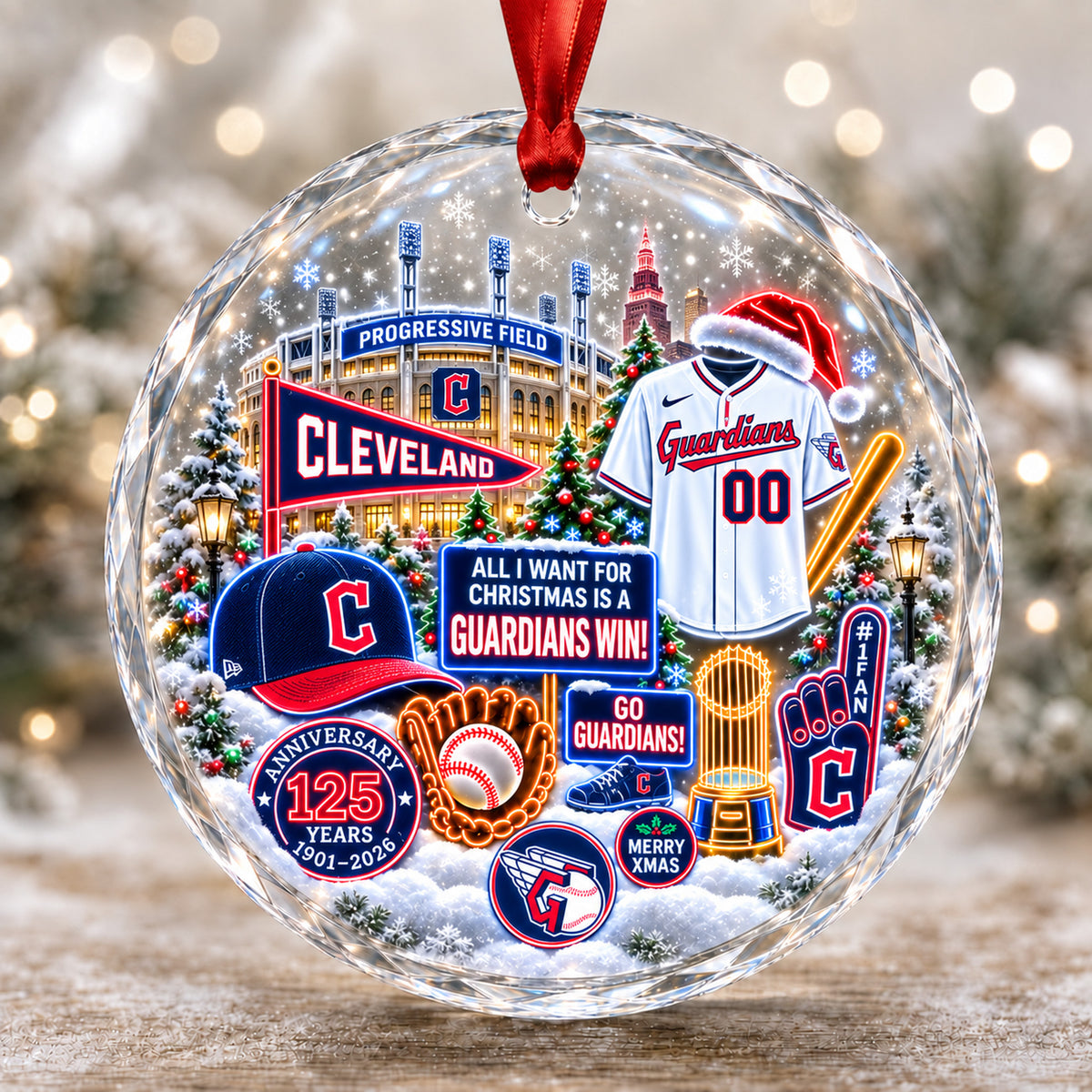 Adorno de vidrio de béisbol, 3 unidades con caja de regalo, equipo de béisbol de Navidad - Adorno de vidrio