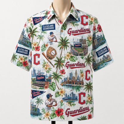 CC Baseball Teams Scenic Pattern Button-Up Unisex Hawaiian Shirt For Men and Women