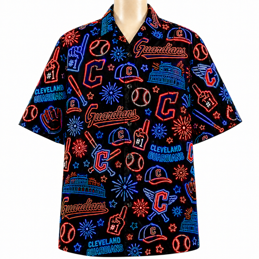CG Baseball Teams Neon Pattern Vibe Summer Party Button-Up Unisex Hawaiian Shirt For Men and Women