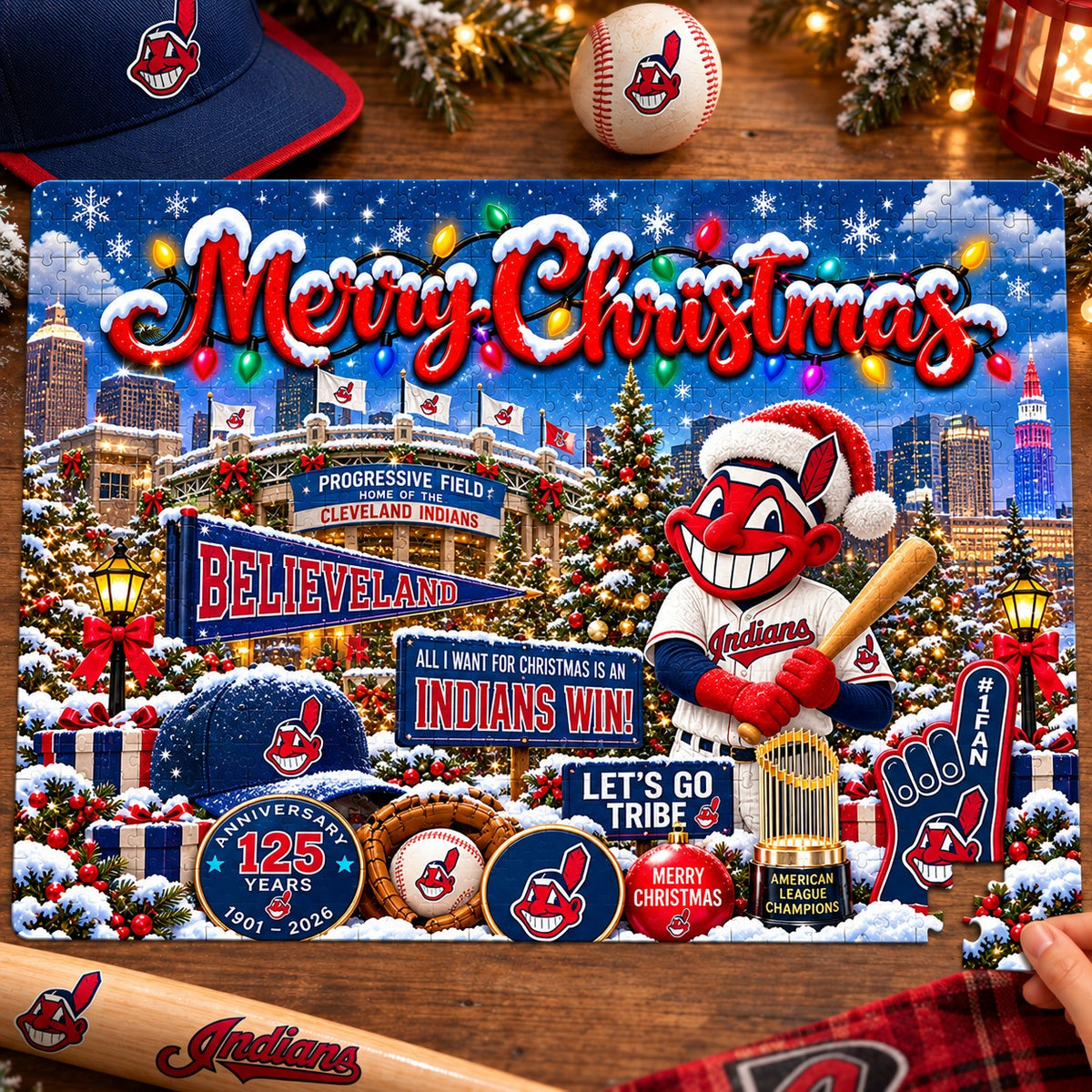All Baseball Teams Baseball Stadium Personalized  Christmas Jigsaw Puzzle – Choose Your Team, 500 Pieces